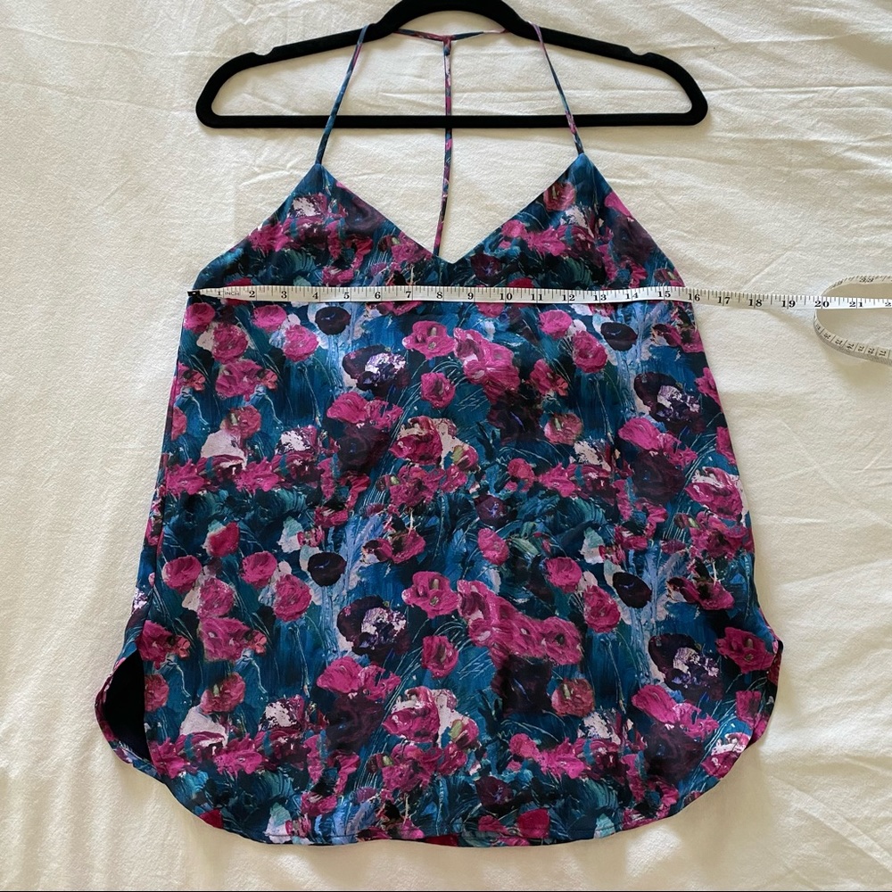 Haute Hippie pink blue 'cotton gin' floral t-strap silk camisole tank size small - Picture 9 of 14